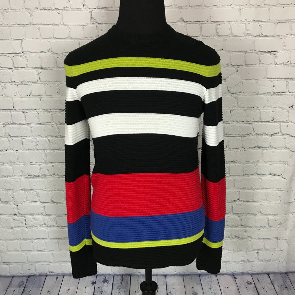TOPMAN Striped Multicolor Ribbed Thin Knit Sweater